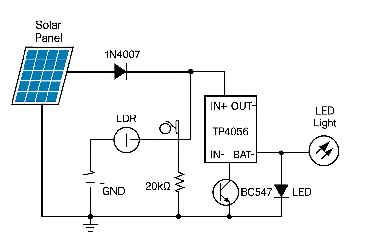DIY Solar Light Circuit Diagram